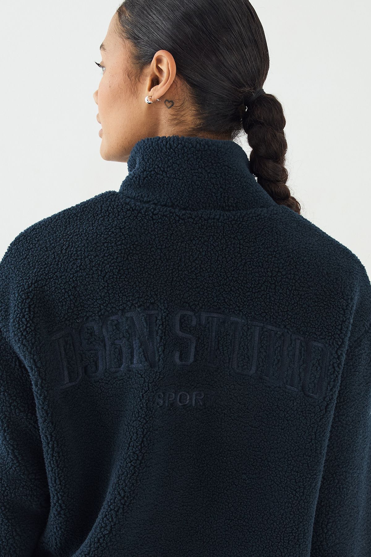 DSGN Studio DSGN Studio Borg Zip Through Funnel Neck Jacket Navy image 4