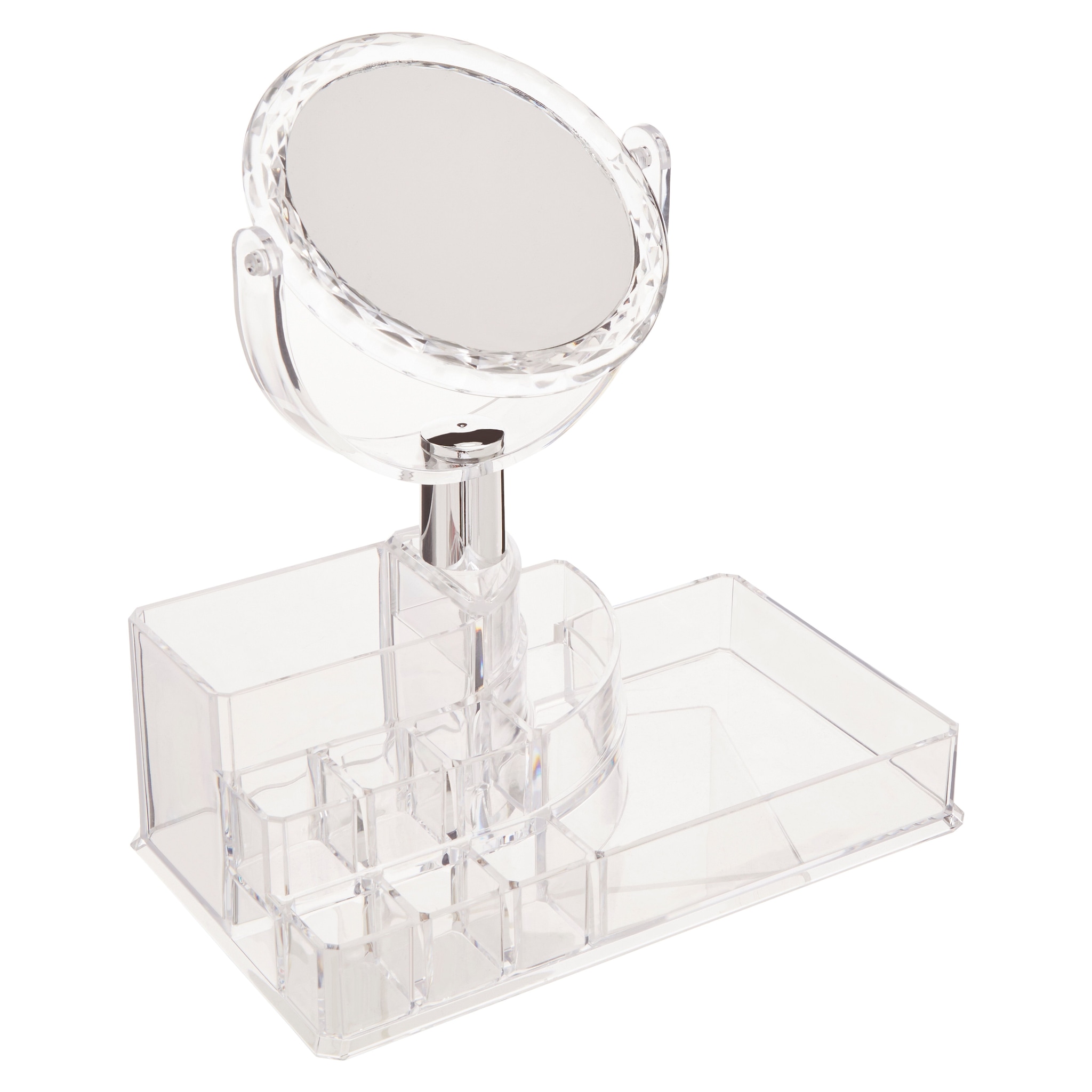 Orsina Clear Beauty Cosmetic Organiser with Mirror, Smart Makeup Organiser with Mirror, Makeup Mirror with Storage image 2