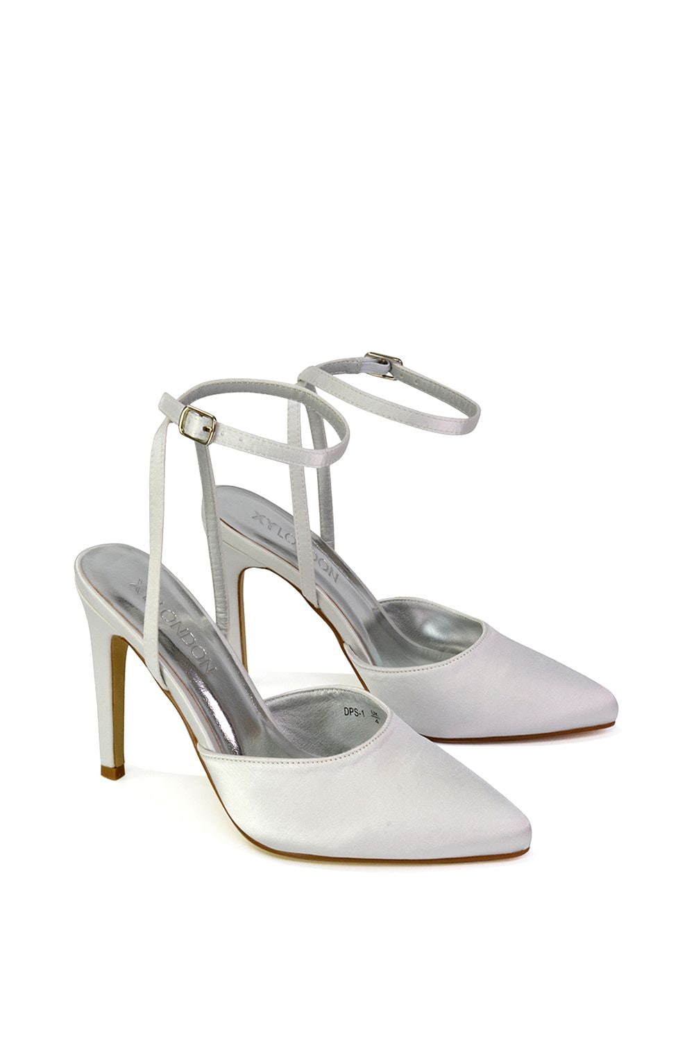 XY London 'Liliane' 2 Part Pointed Toe Satin Shoes Stiletto Heel image 4