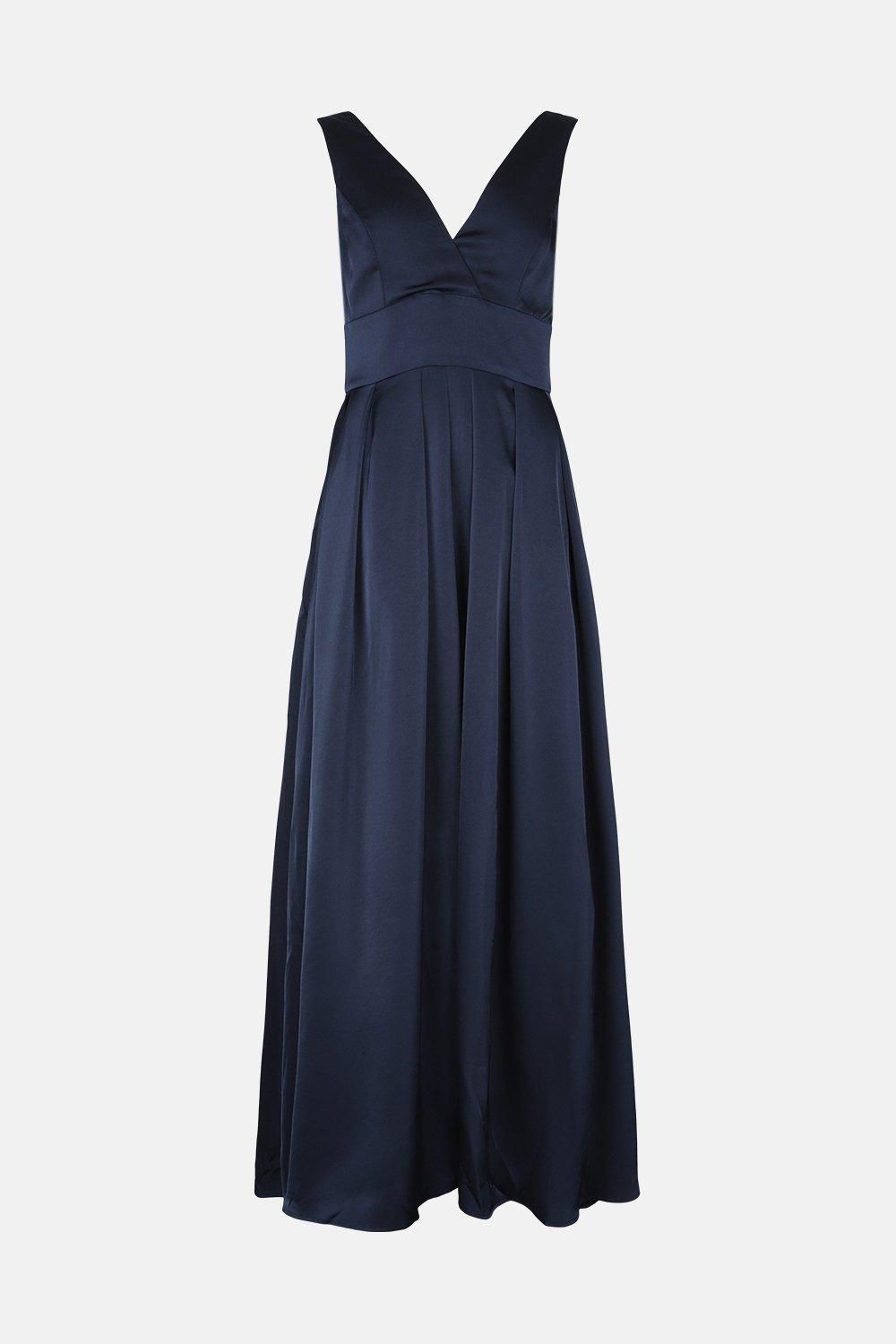 Coast Full Skirted Satin Bridesmaid Maxi Dress Navy image 4