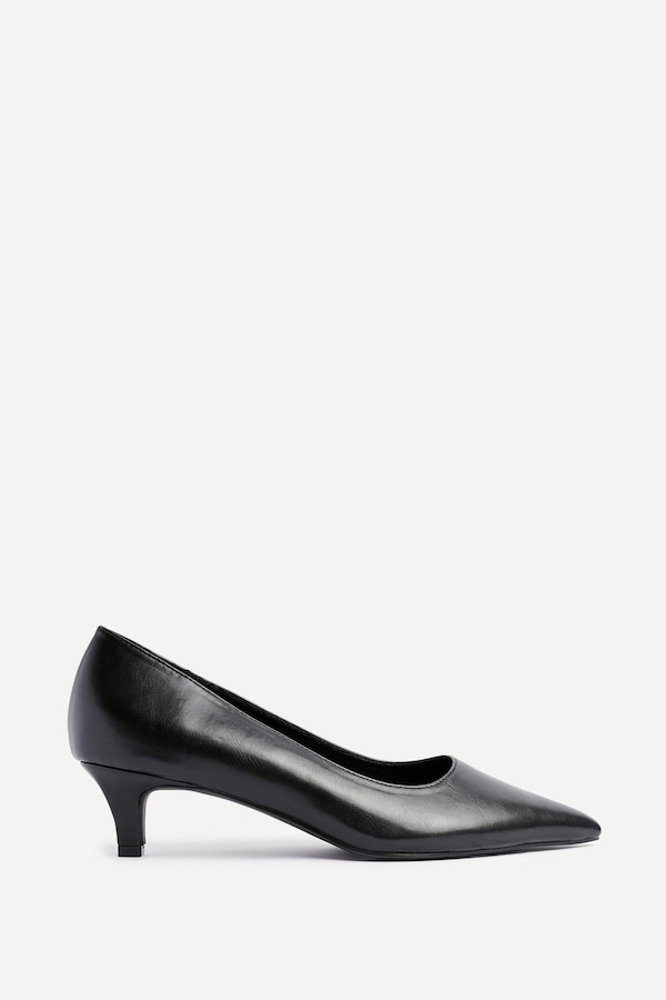Linzi Zola Black Faux Leather Kitten Court Heel