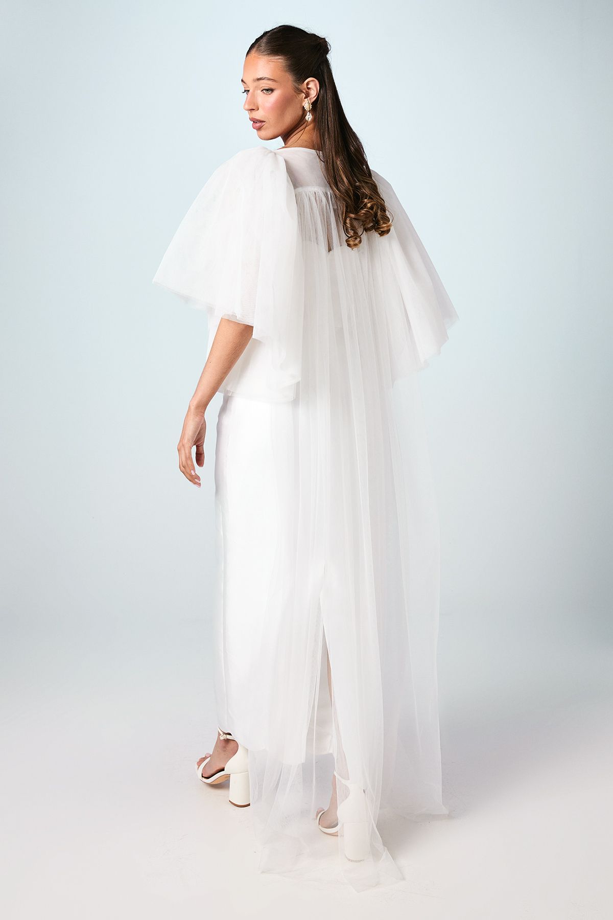 Coast Statement Sleeve Tulle Bridal Cape Ivory image 3