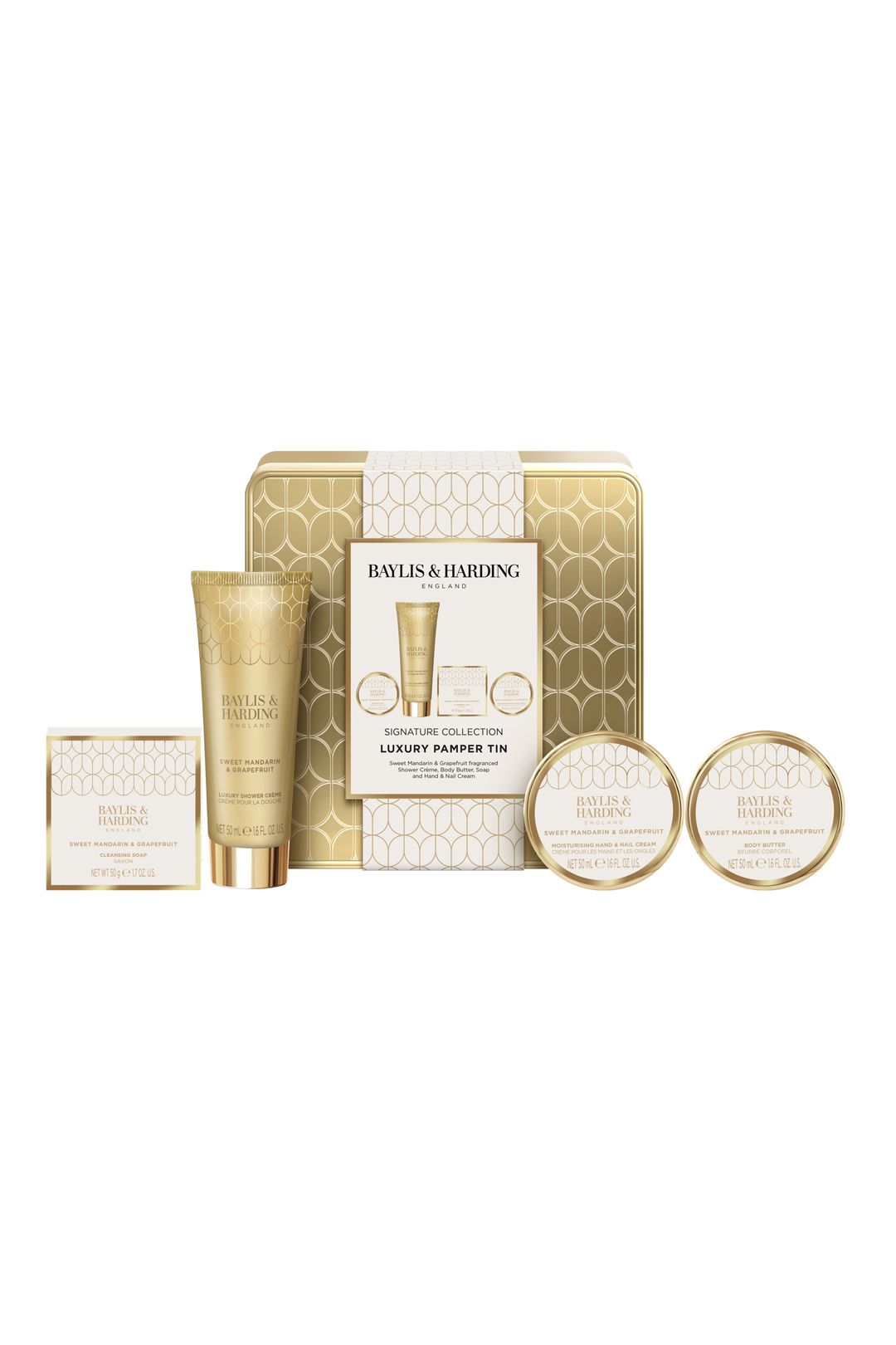 Baylis & Harding Sweet Mandarin & Grapefruit Luxury Pamper Tin Gift Set Multi image 3