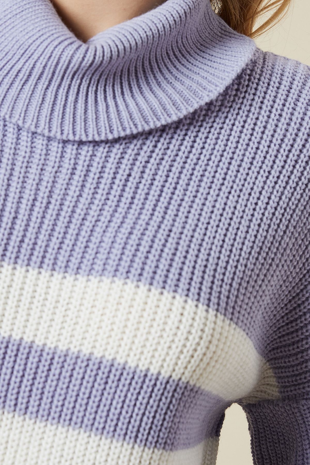 Dorothy Perkins Striped High Neck Oversized Jumper Lavender image 5