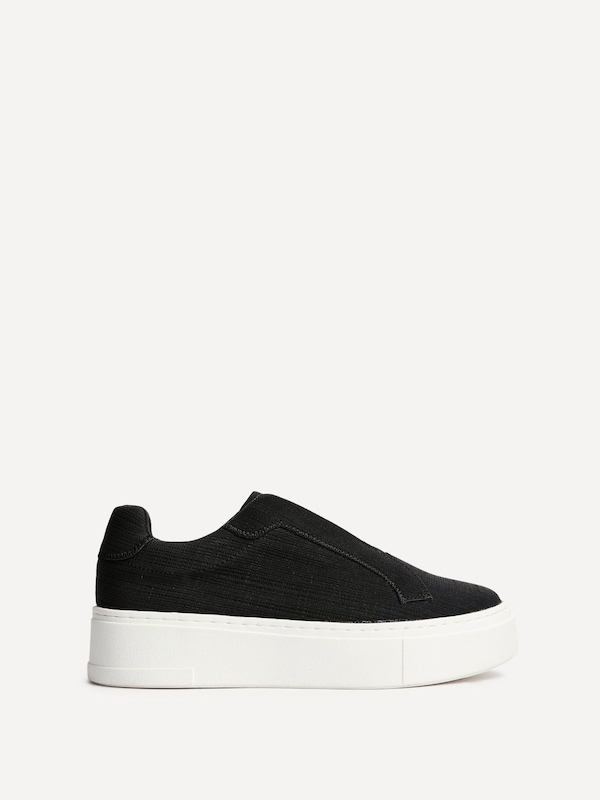 Linzi Henley Black Textured Slip On Platform Trainers