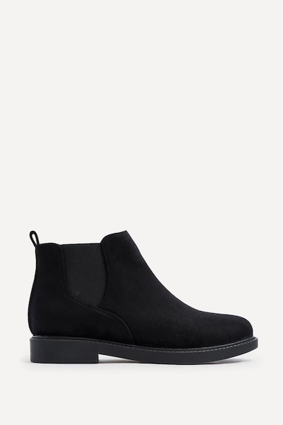 Linzi Fauna Wide Fit Black Faux Suede Classic Chelsea Boot