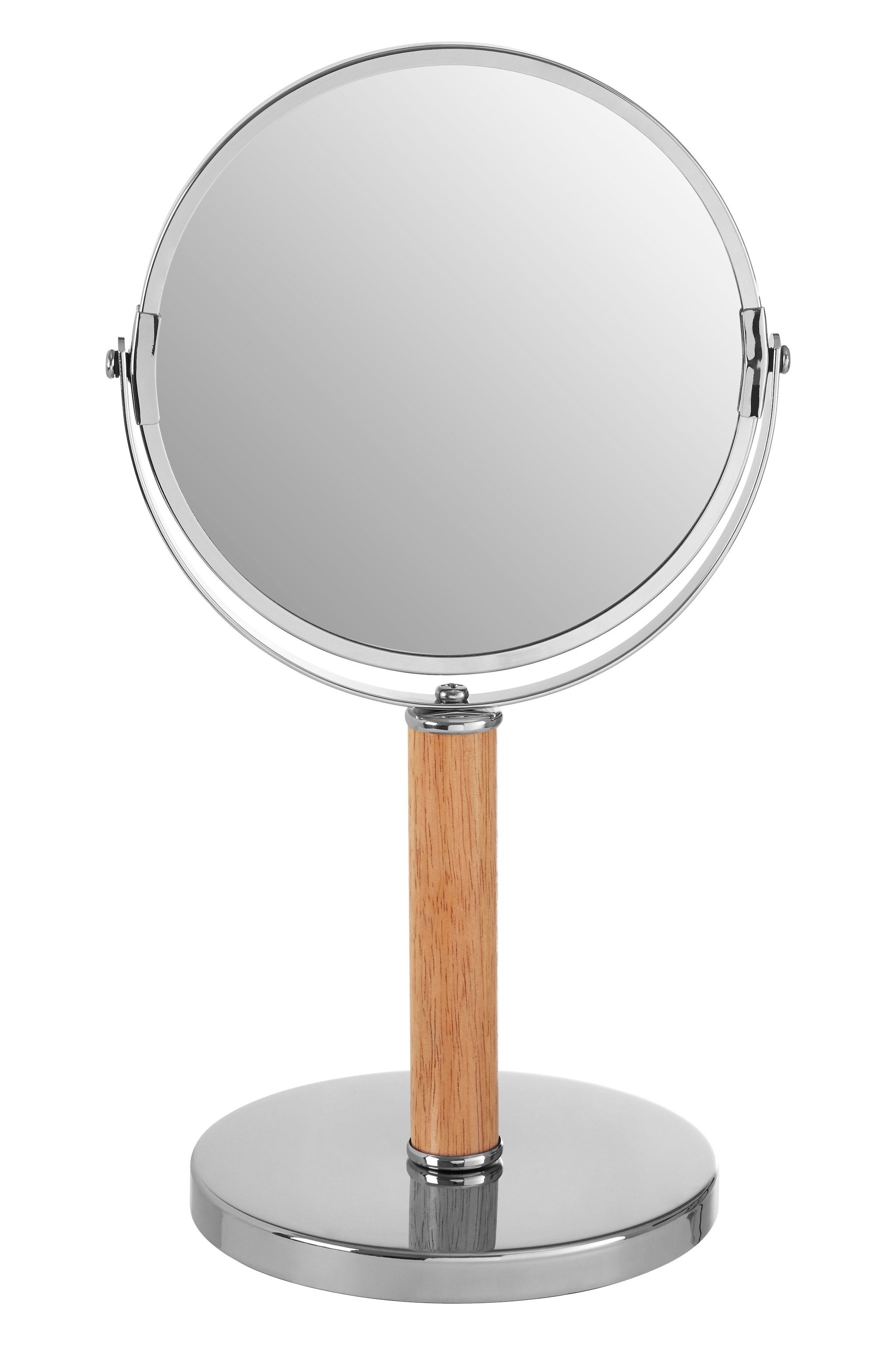 Orsina Iron and Rubberwood Table Mirror, Durable 33x15cm Swivel Vanity Mirror, Chrome Frame image 1