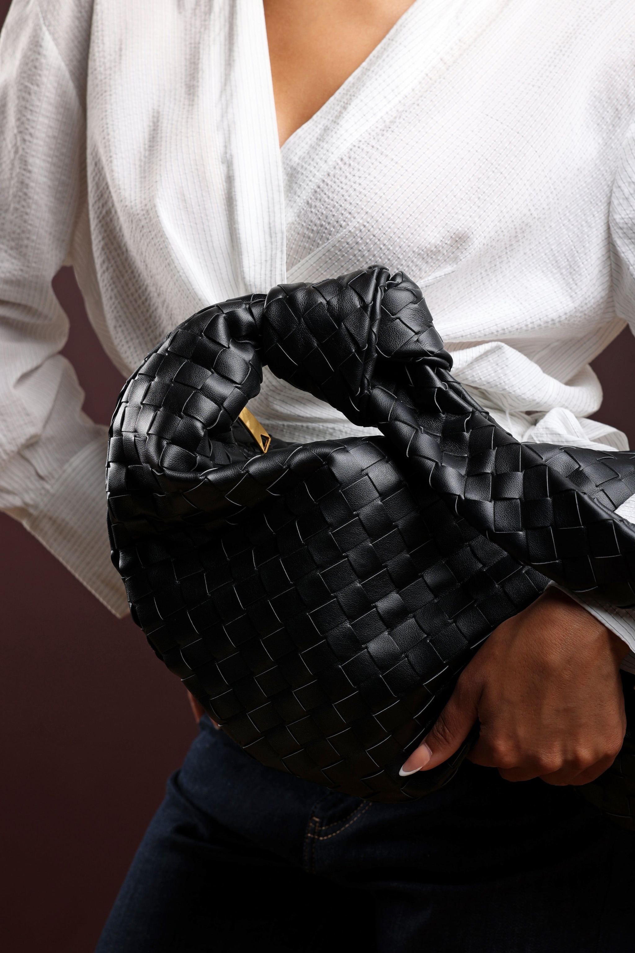 Where's That From 'Aqua' Knotted Strap Woven Shoulder Bag image 7