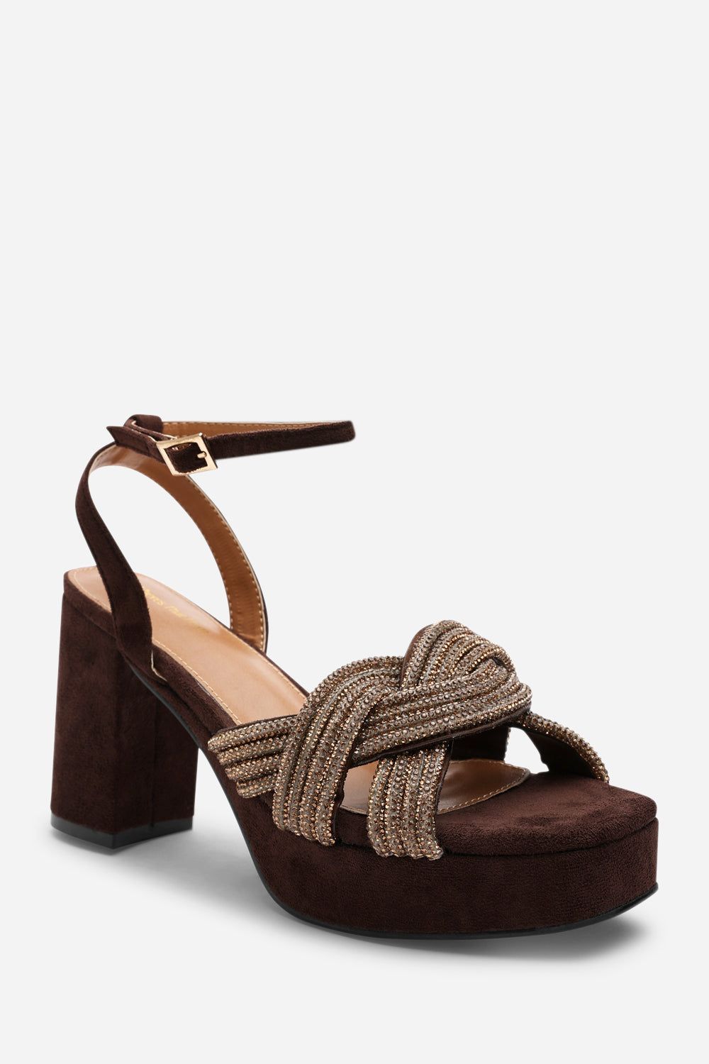 Where's That From 'Melissa' Wide Fit Suede Platform Heels with Twisted Straps image 3