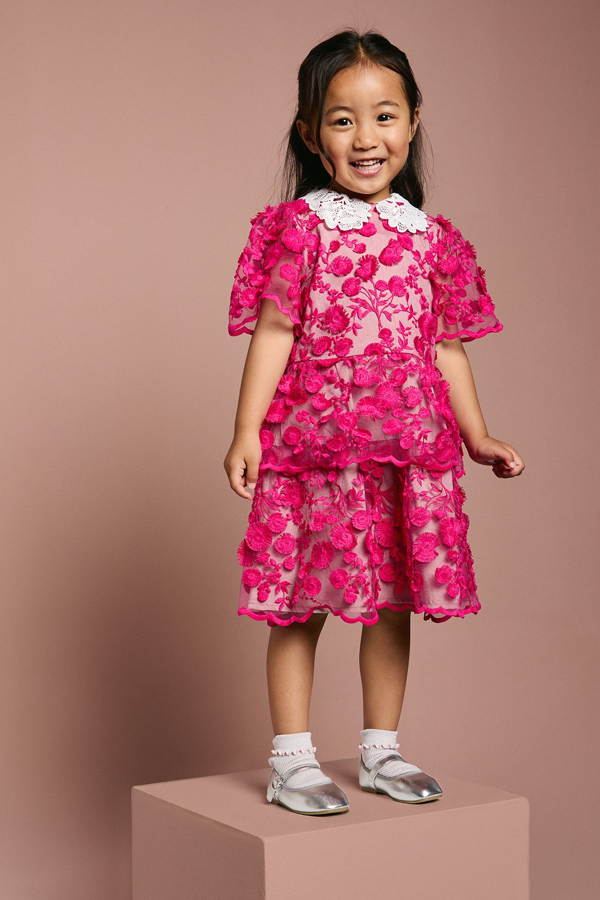 Coast Children's Lace Collared Dress Pink image 3