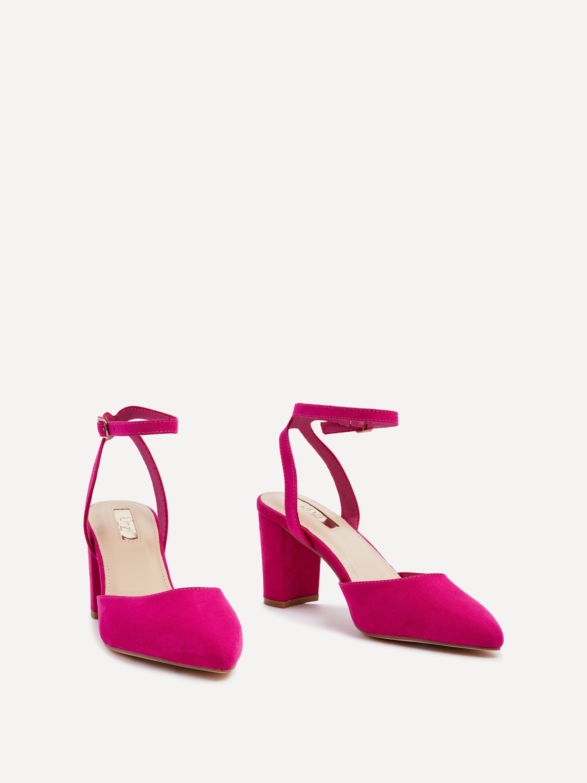 Linzi Carrie Fuchsia Faux Suede Mid Height Court Shoe image 3