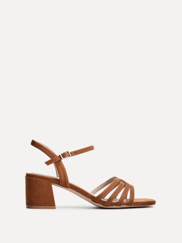 Linzi Adira Tan Faux Suede Strappy Heeled Sandals