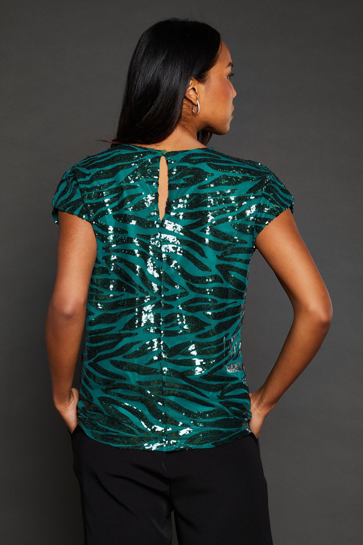 Principles Green Sequin Detail T-shirt Green image 3
