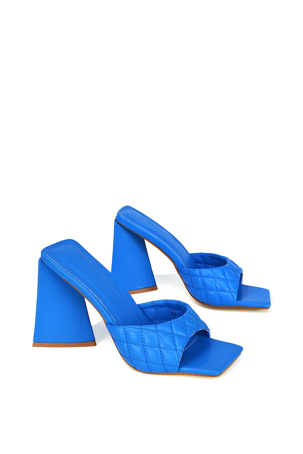 XY London 'Maylin' Quilted Square Toe Sculptured Flared High Heels image 4