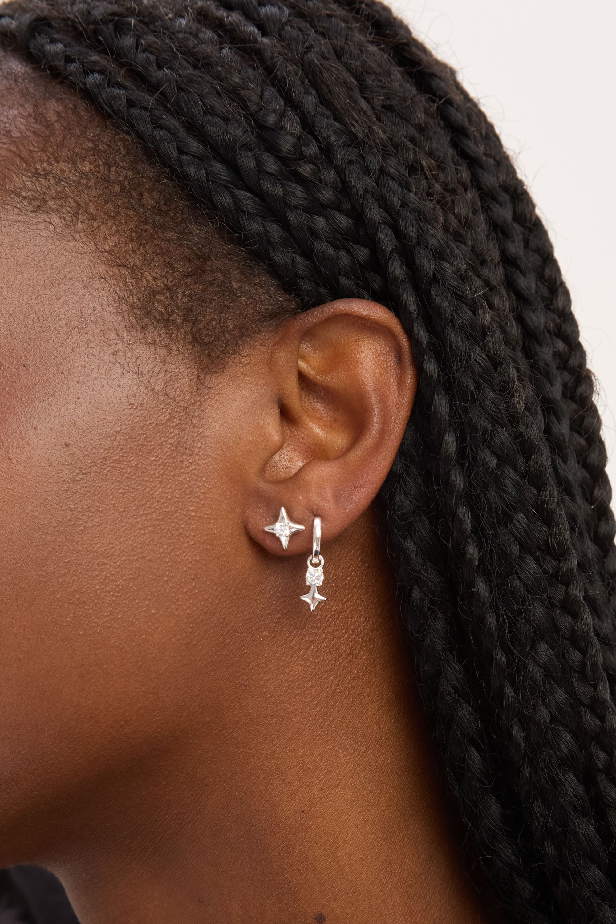 Simply Silver Sterling Silver 925 Cubic Zirconia Celestial Huggie Hoop Earrings image 2