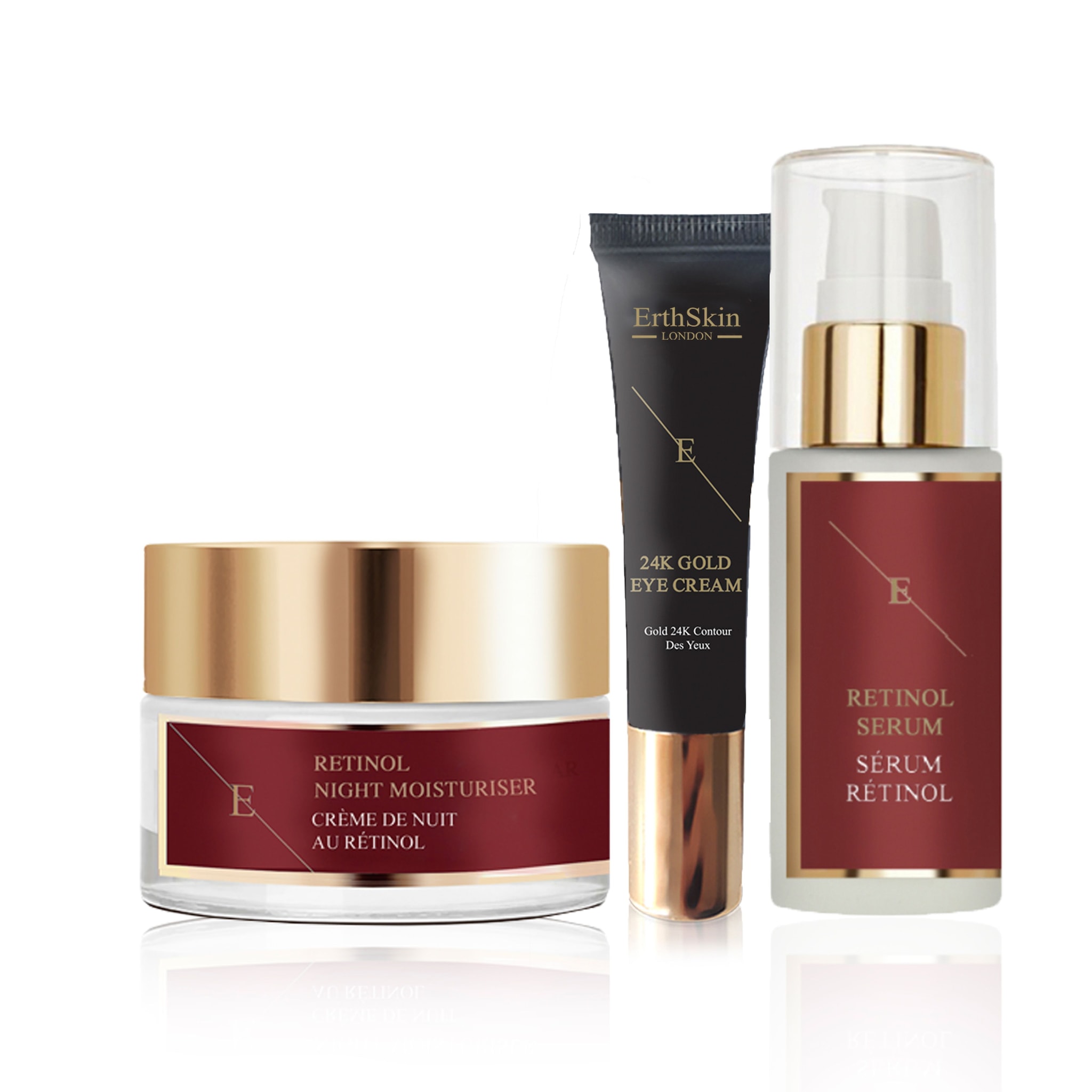 Erth Skin London Retinol Trio: Serum60ml , Night Cream 50l + 24k Eye Cream 20ml image 1
