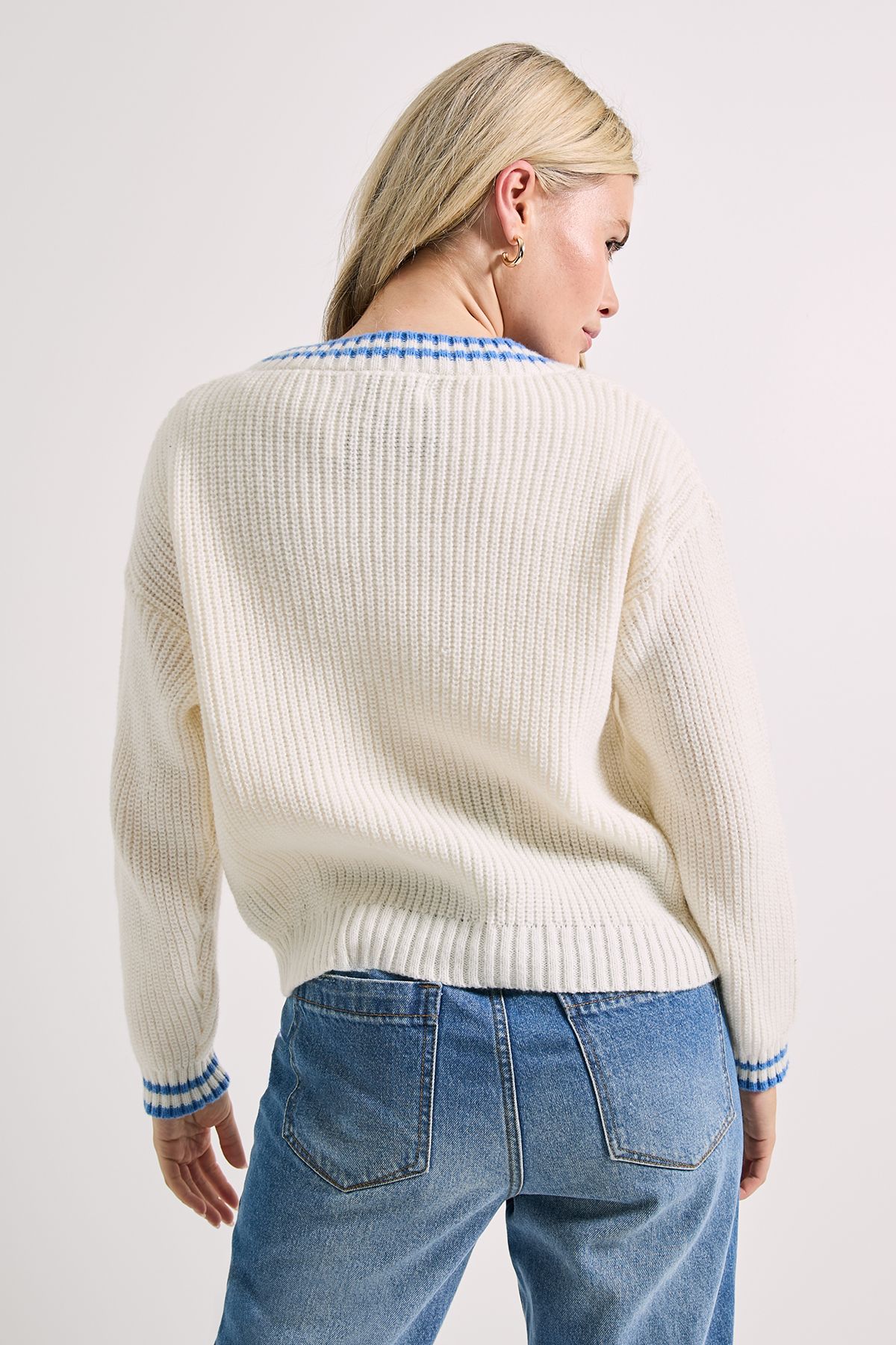 Dorothy Perkins Contrast Cricket Cardigan Ivory image 3