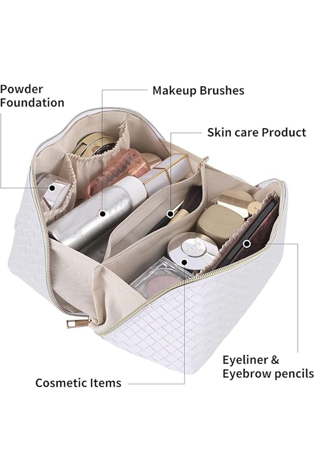 SHEONLY Travel Flat Lay Cosmetic Bag Makeup Storage Toiletry Bag Wash Bag with Handle and Divider for Women Girls image 5