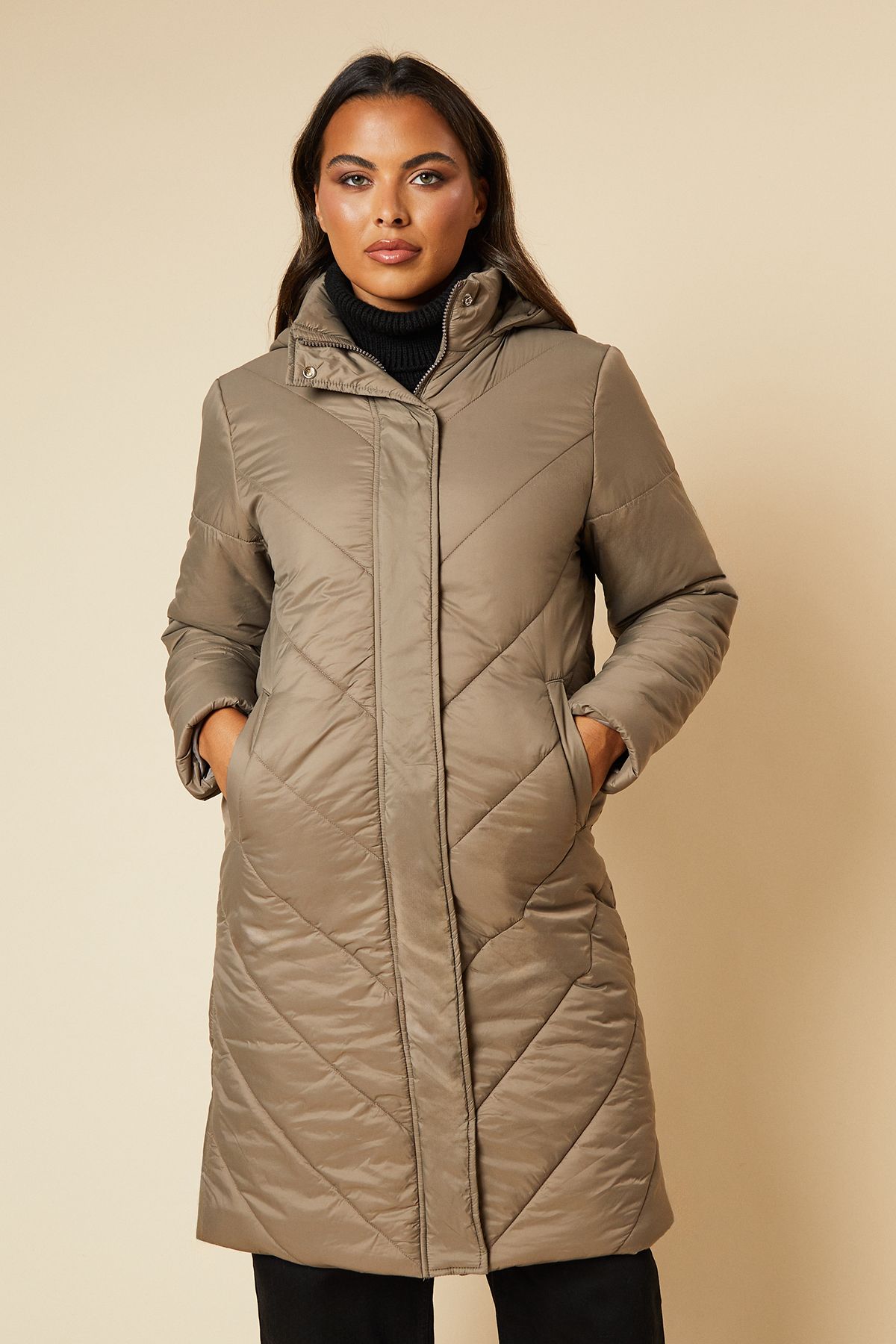 Dorothy Perkins Quilted Coat Mink Brown image 1
