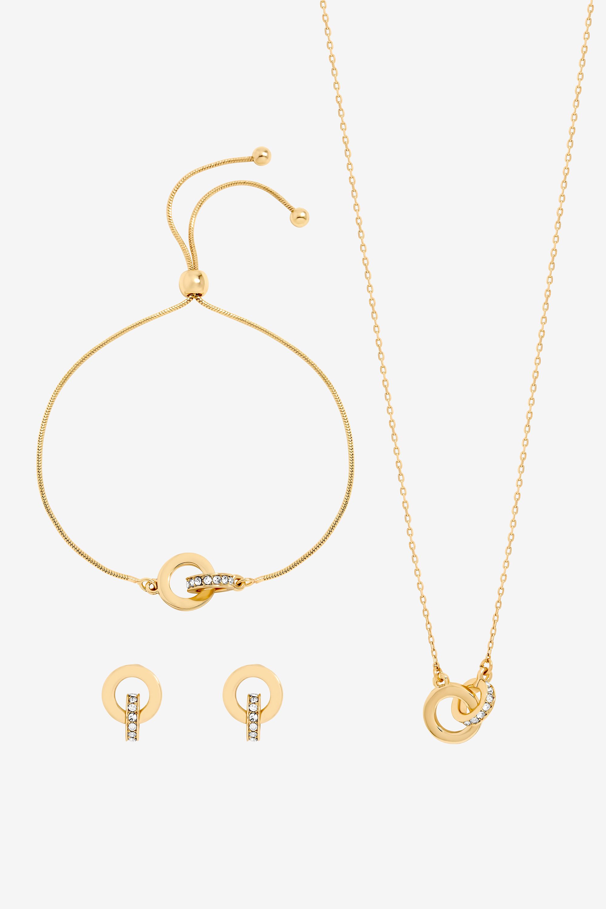 Jon Richard Gold Plated and Crystal Circle Link Trio Set - Gift Box image 2