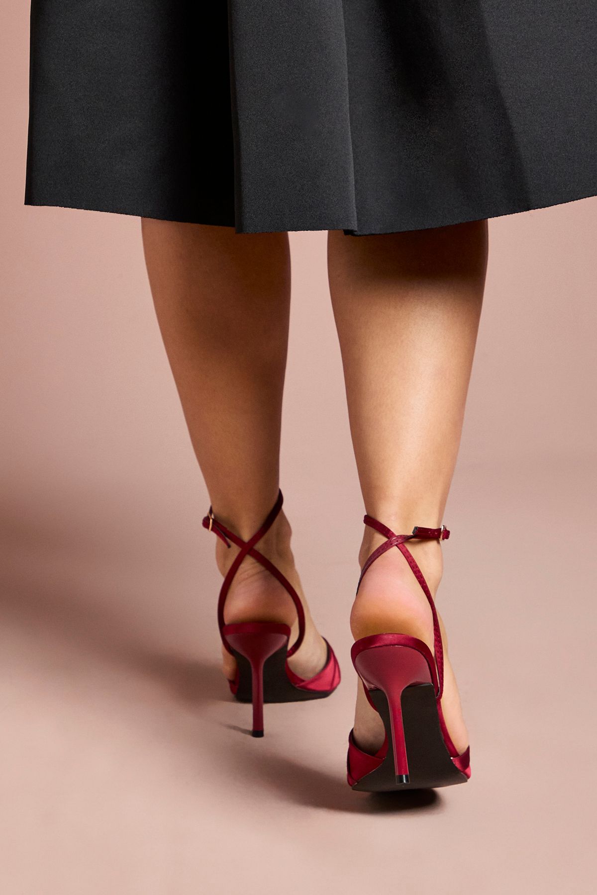 Coast Bree Satin Cross Over High Stiletto Heel Sandals Burgundy image 3