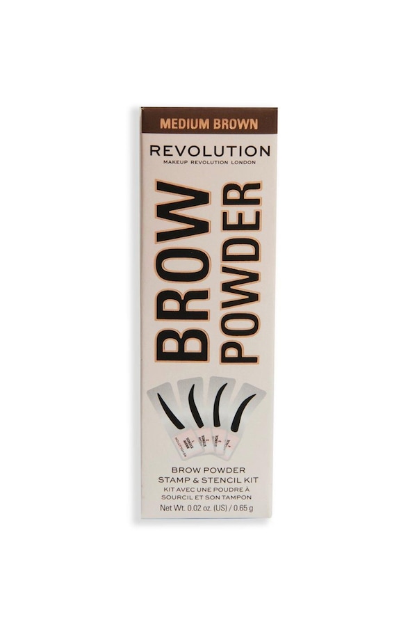 Revolution Brow Powder Stamp & Stencil Kit Medium Brown