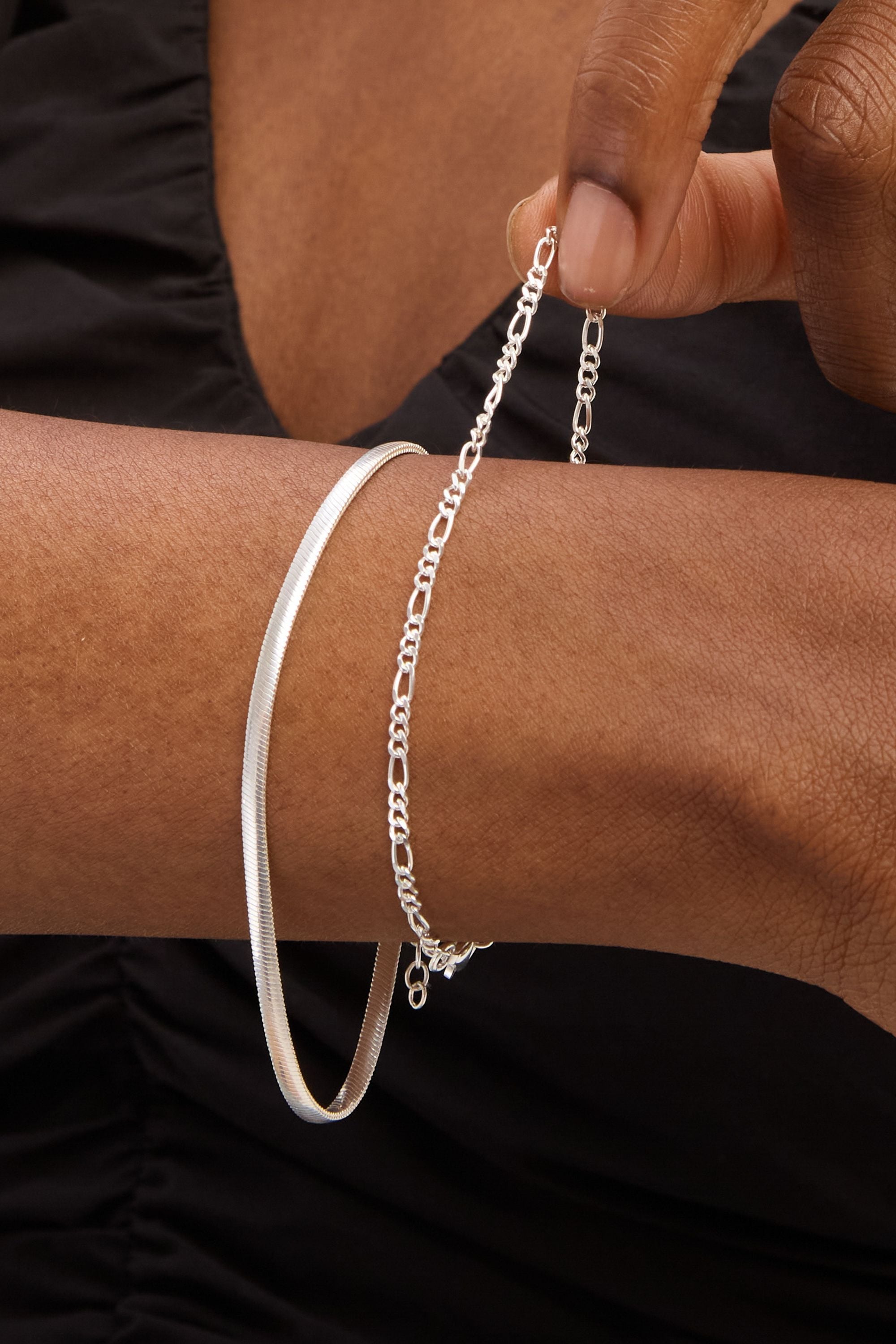 Simply Silver Sterling Silver 925 Figaro Chain Bracelet image 3