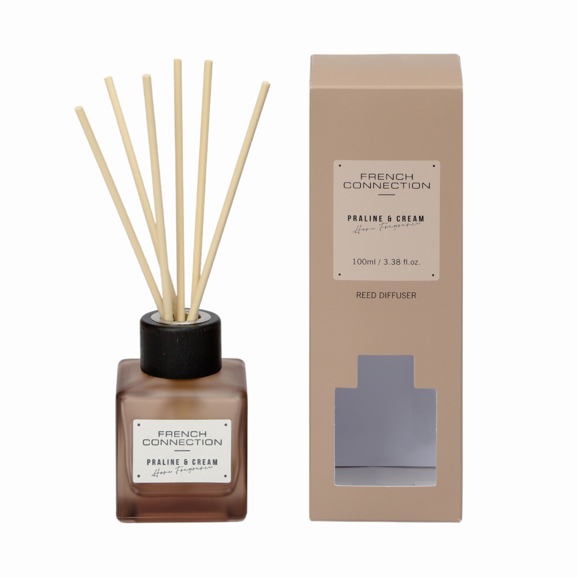 French Connection Praline & Cream Reed Diffuser 100ML Square Design image 2