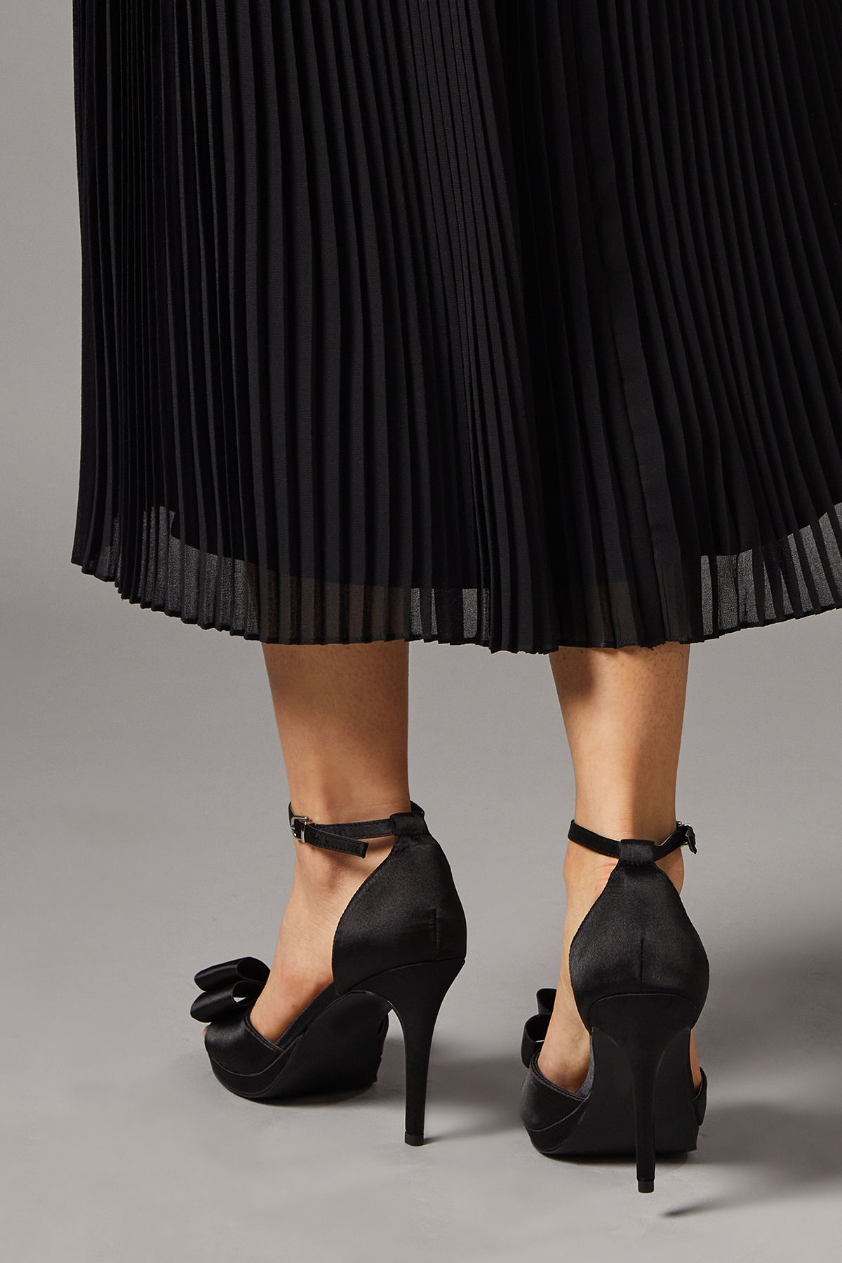 Coast Tala Satin Structured Bow High Heel Platform Sandals Black image 4