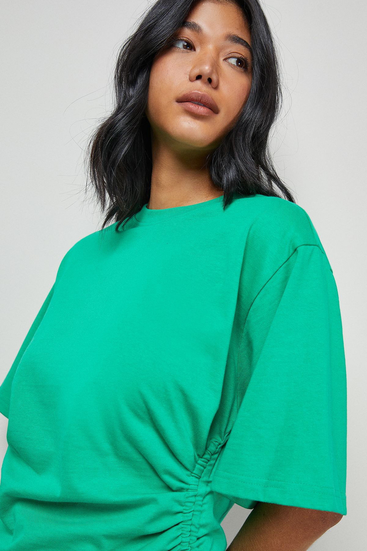 Warehouse Gathered Waist Boxy T-Shirt Bright Green image 4