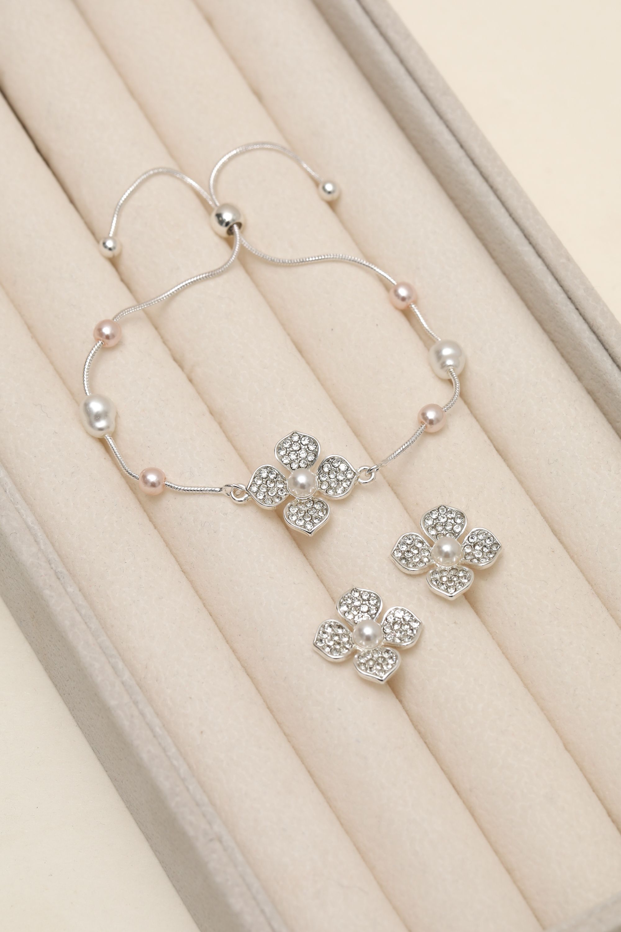 Mood Silver Plated and Pearl Clover Earrings image 2
