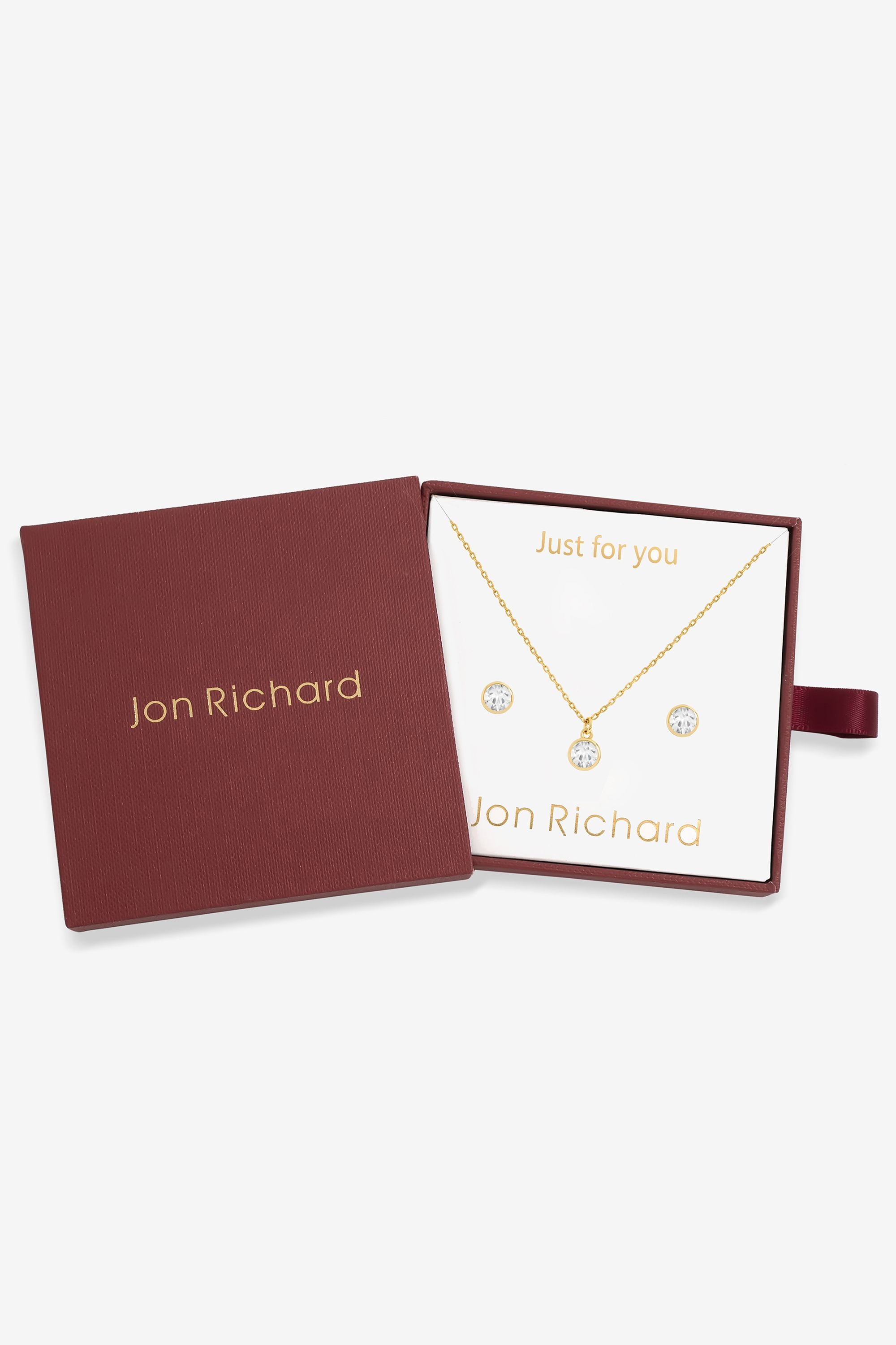 Jon Richard 14Ct Real Gold Plated Birthstone Bezel Set - April - Gift Boxed image 1