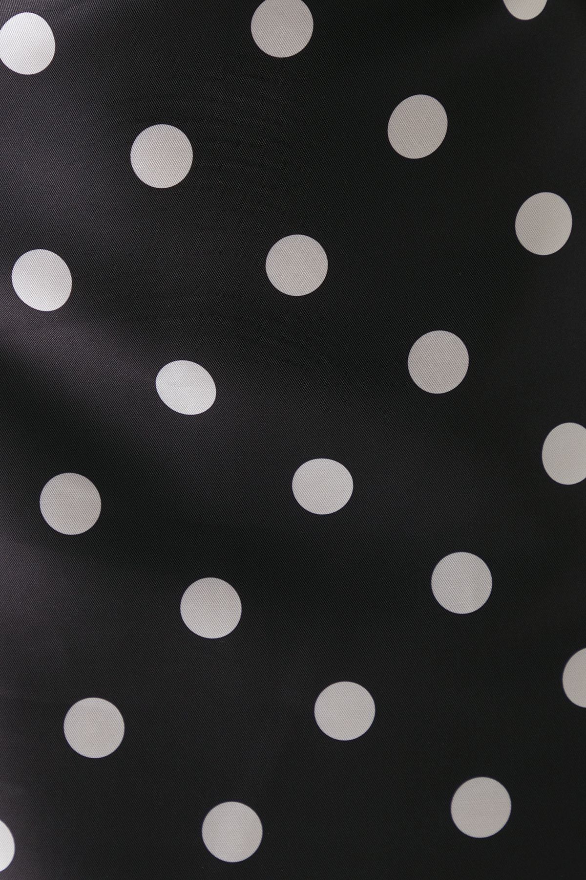 Warehouse Spot Structured Puff Sleeve Bardot Midi Dress Mono image 5