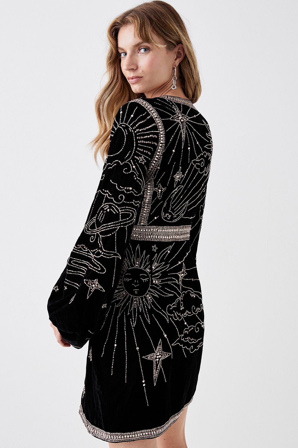 Coast Party Sequin Velvet Wrap Mini Dress Black image 2