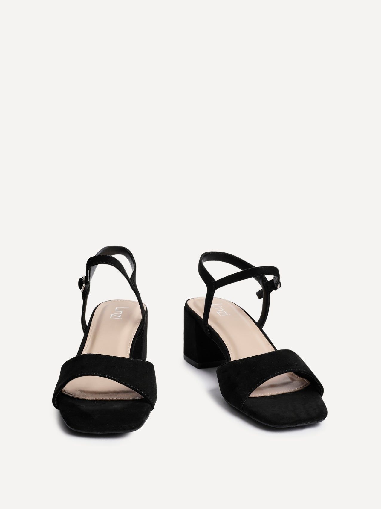 Linzi Darlene Black Faux Suede Low Block Heeled Sandals image 3