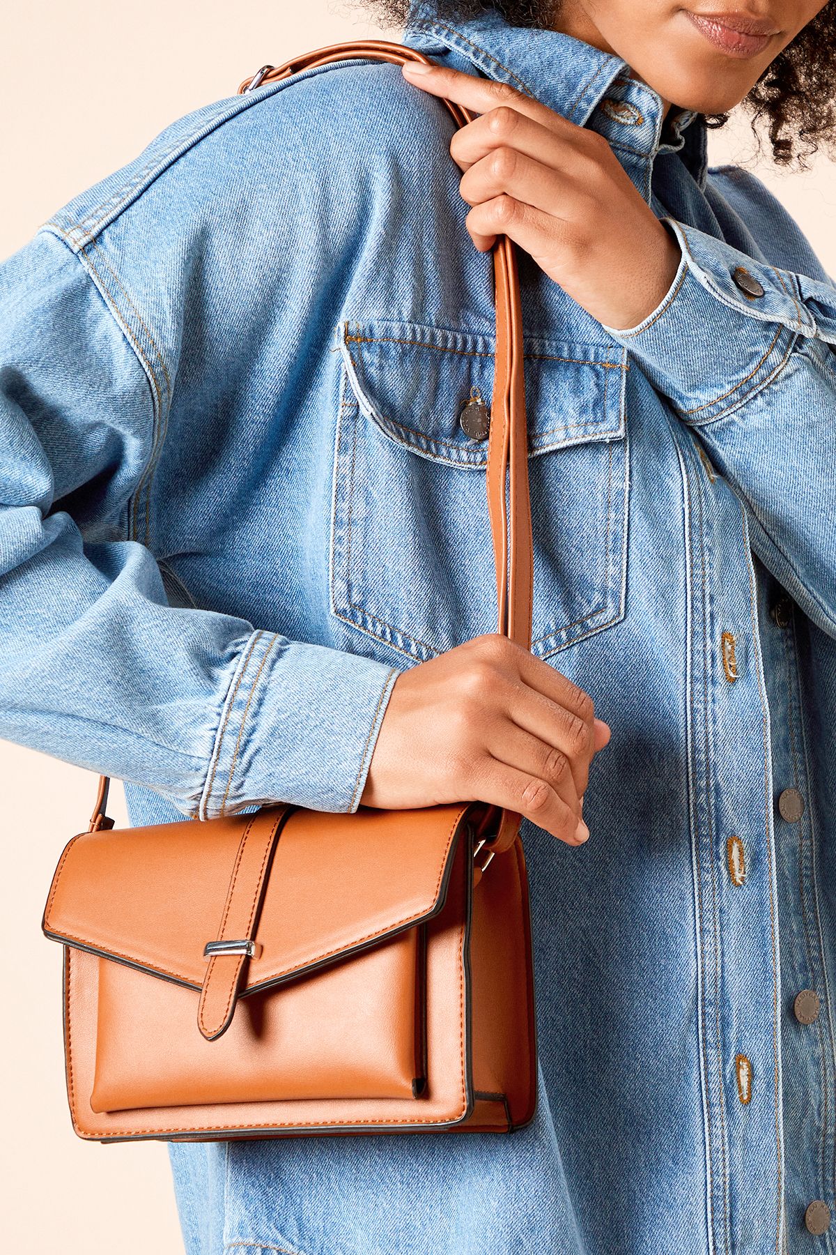 Dorothy Perkins Paris Faux Leather Adjustable Strap Crossbody Bag Tan image 2