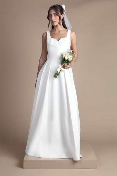 Coast Satin Pleat Bodice Full Skirt Wedding Dress Ivory
