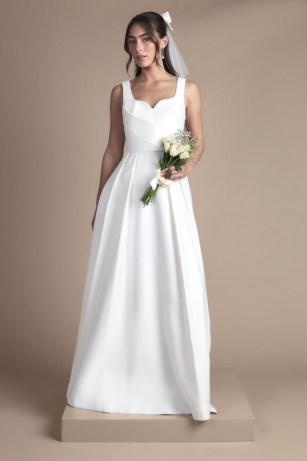 Coast Satin Pleat Bodice Full Skirt Wedding Dress Ivory
