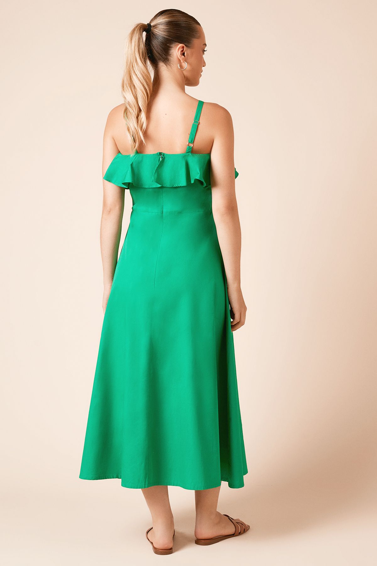 Dorothy Perkins Frill Front Strappy Maxi Dress Green image 3