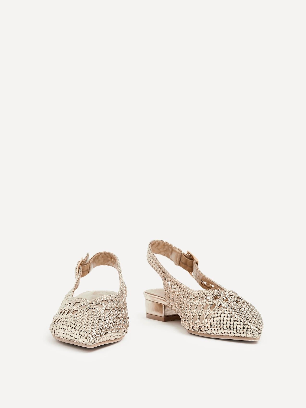 Linzi Carolina Gold Faux Leather Woven Ballet Flats image 3