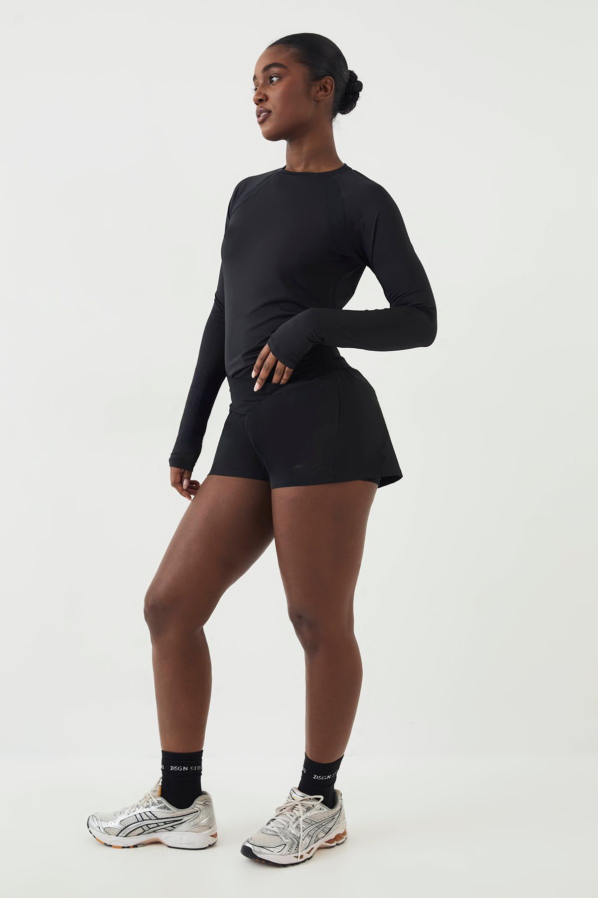 DSGN Studio DSGN Studio Loose Fit Mesh Insert Long Sleeve T-Shirt Black image 3