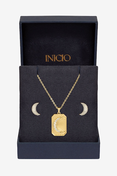 Inicio Gold Plated and Pave Moon Set - Gift Box