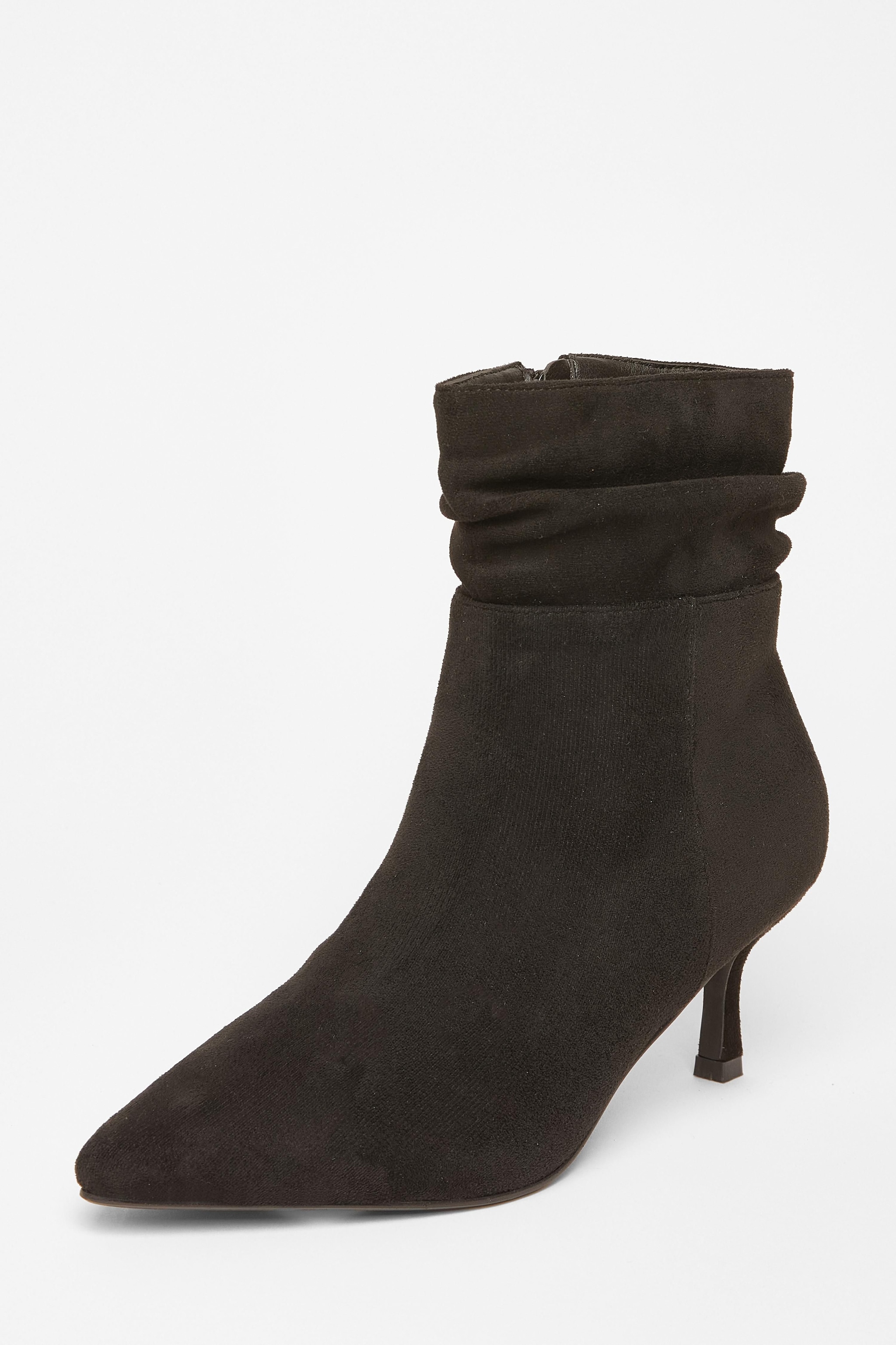 Quiz Black Faux Suede Heeled Ankle Boots image 1