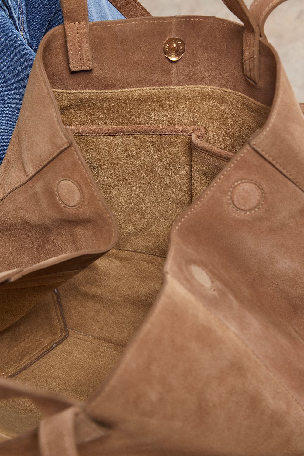 Oasis Jas Suede Tote Bag With Multi Handles Taupe image 3