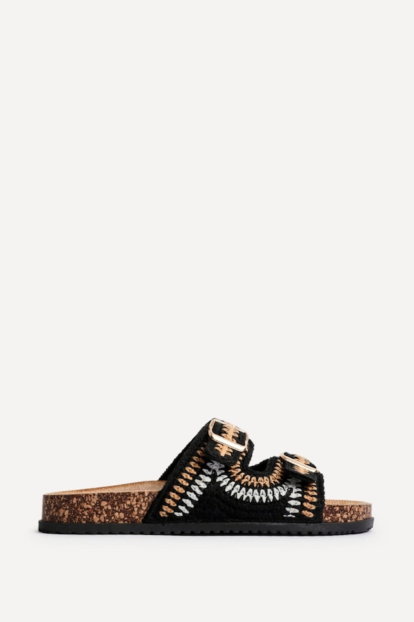 Linzi Jaylyn Black Double Buckle Sandals