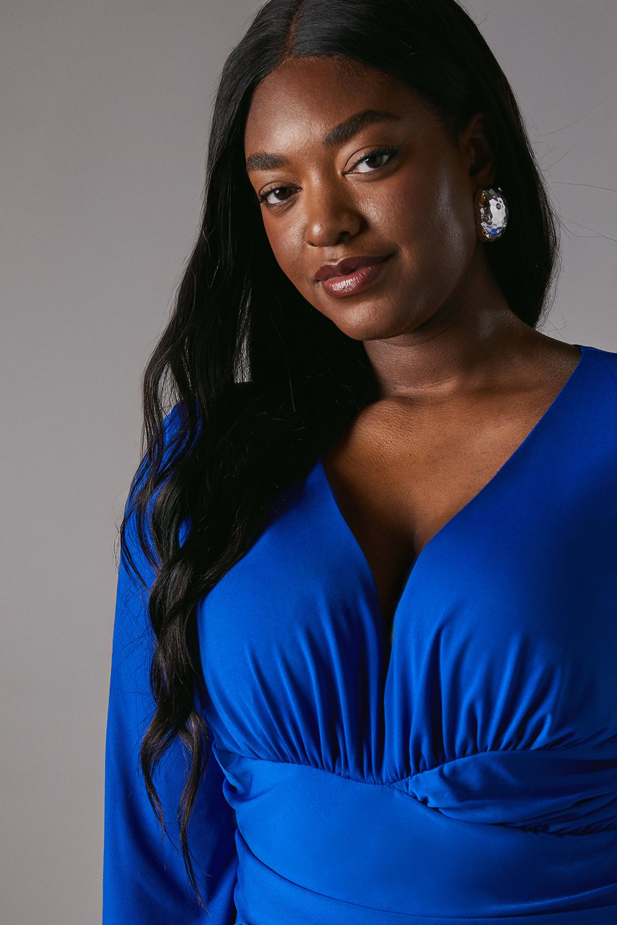 Coast Plus Jersey Tie Wrap Front Long Sleeve Dress Cobalt image 5