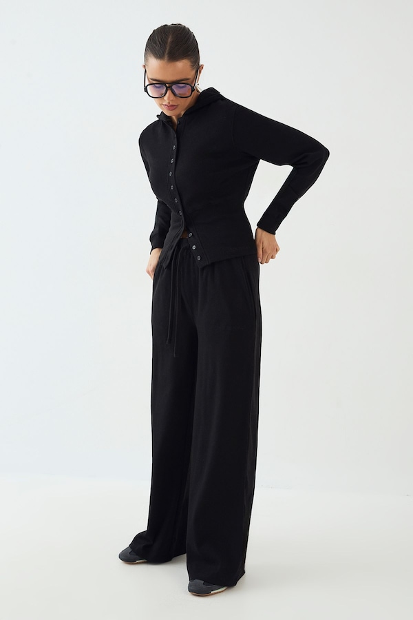 DSGN Studio DSGN Studio Heavy Rib Straight Leg Jogger Black