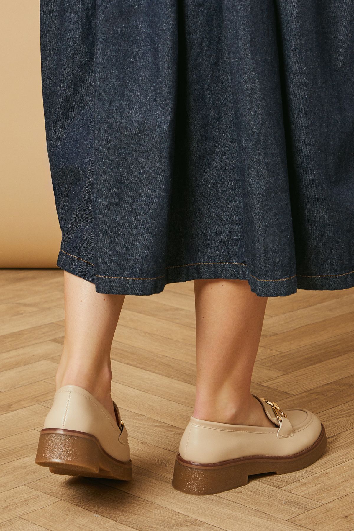 Oasis Bluebell Snaffle Detail Chunky Loafers Beige image 4