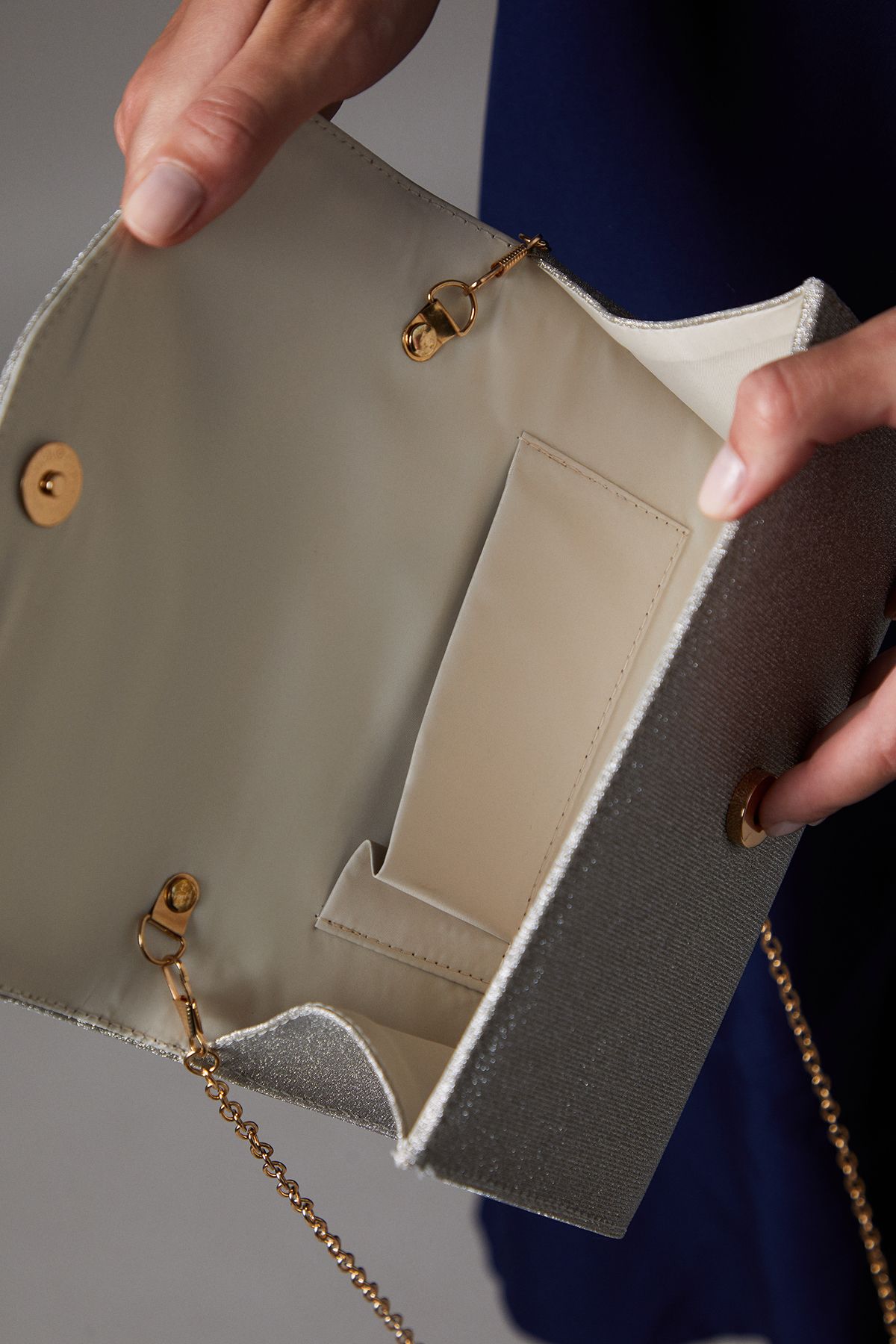 Coast Acacia Glitter Soft Clutch Bag Gold image 3