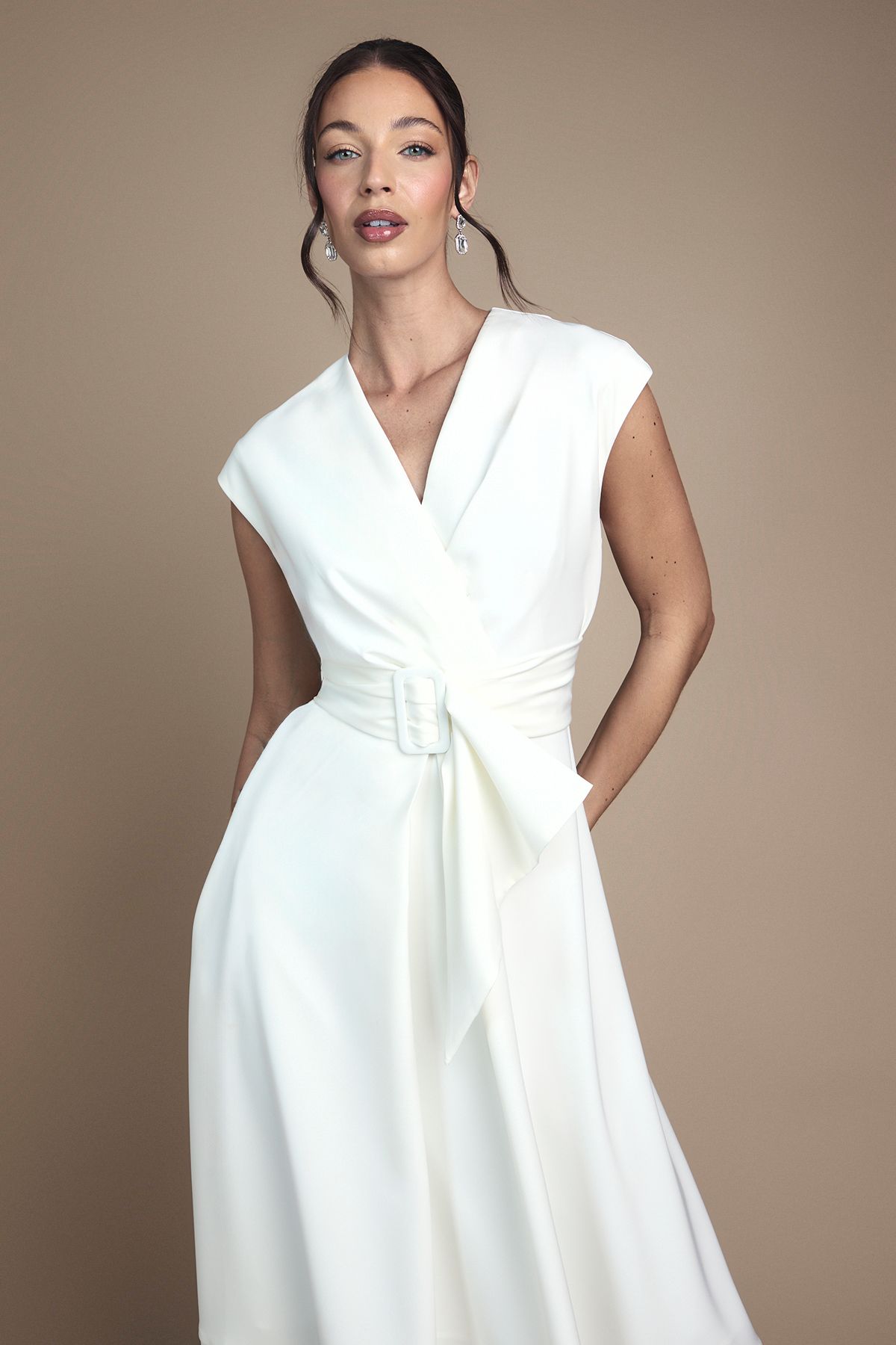 Coast Sleeveless Belted Midi Wedding Dress Ivory image 2